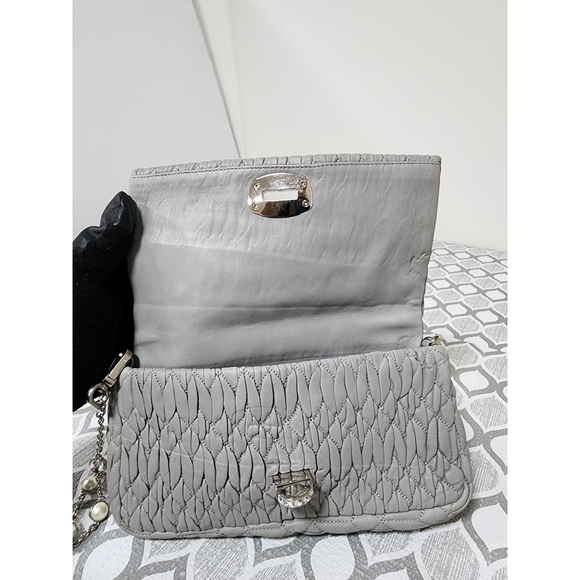 Miu Miu Matelasse Crystal Embellished Shoulder Bag Ash - Picture 13 of 16